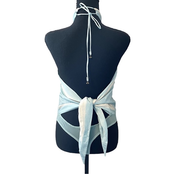 Free People 1 Thing Bandana Bodysuit Light Blue Combo NWOT - Picture 7 of 10